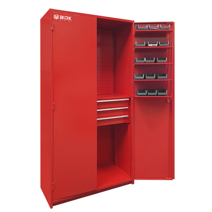 Armario metálico con gavetas plasticas - BDK Design - BIN 1450 - color rojo