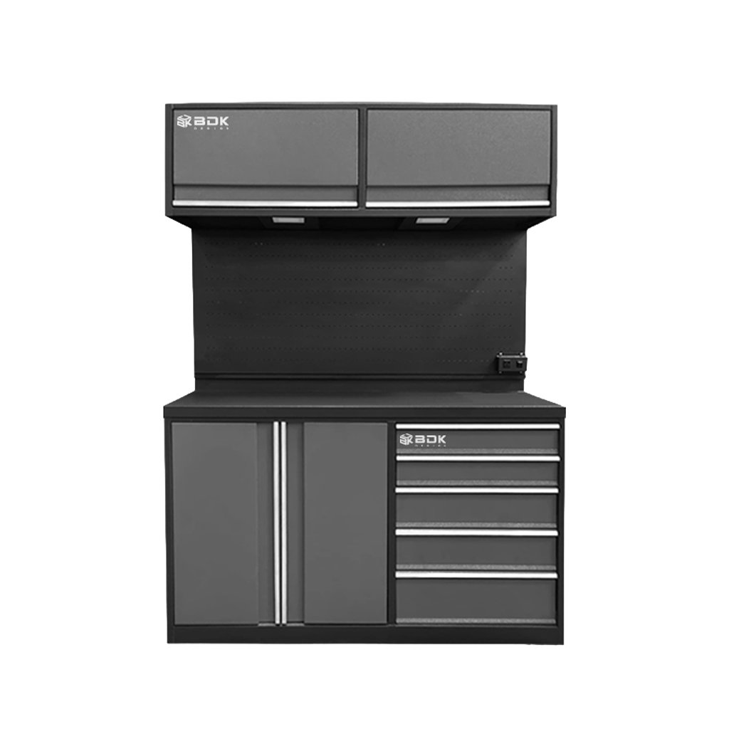 Banco de trabajo metálico con columna - Modelo HS 2100 - Marca BDK Design - Color gris medio OK
