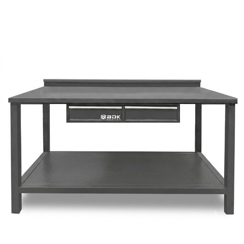 Banco de chapa con cajones y estante - Marca BDK Design - Color gris medio