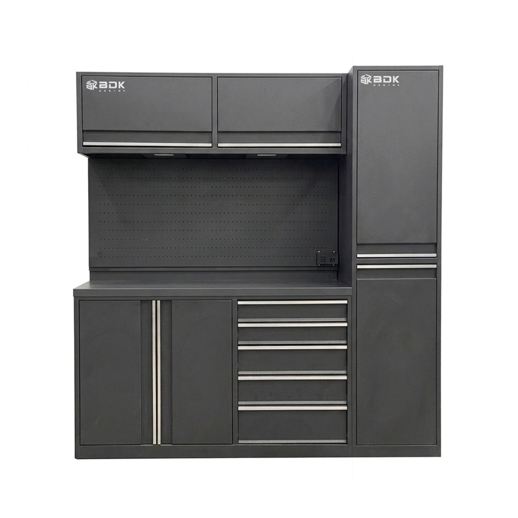 Banco de trabajo metálico con columna - Modelo HS 2100 - Marca BDK Design - Color gris medio 3