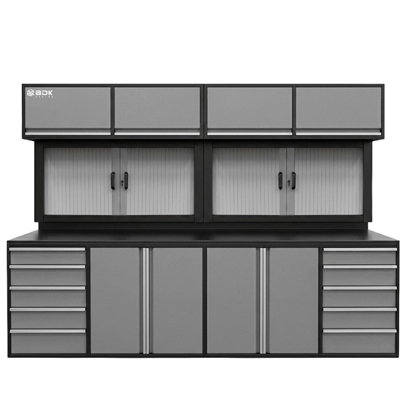 Banco metálico con tablero cerrado y cajoneras fijas - Modelo BMA 2100 - Marca BDK Design (1) gris medio